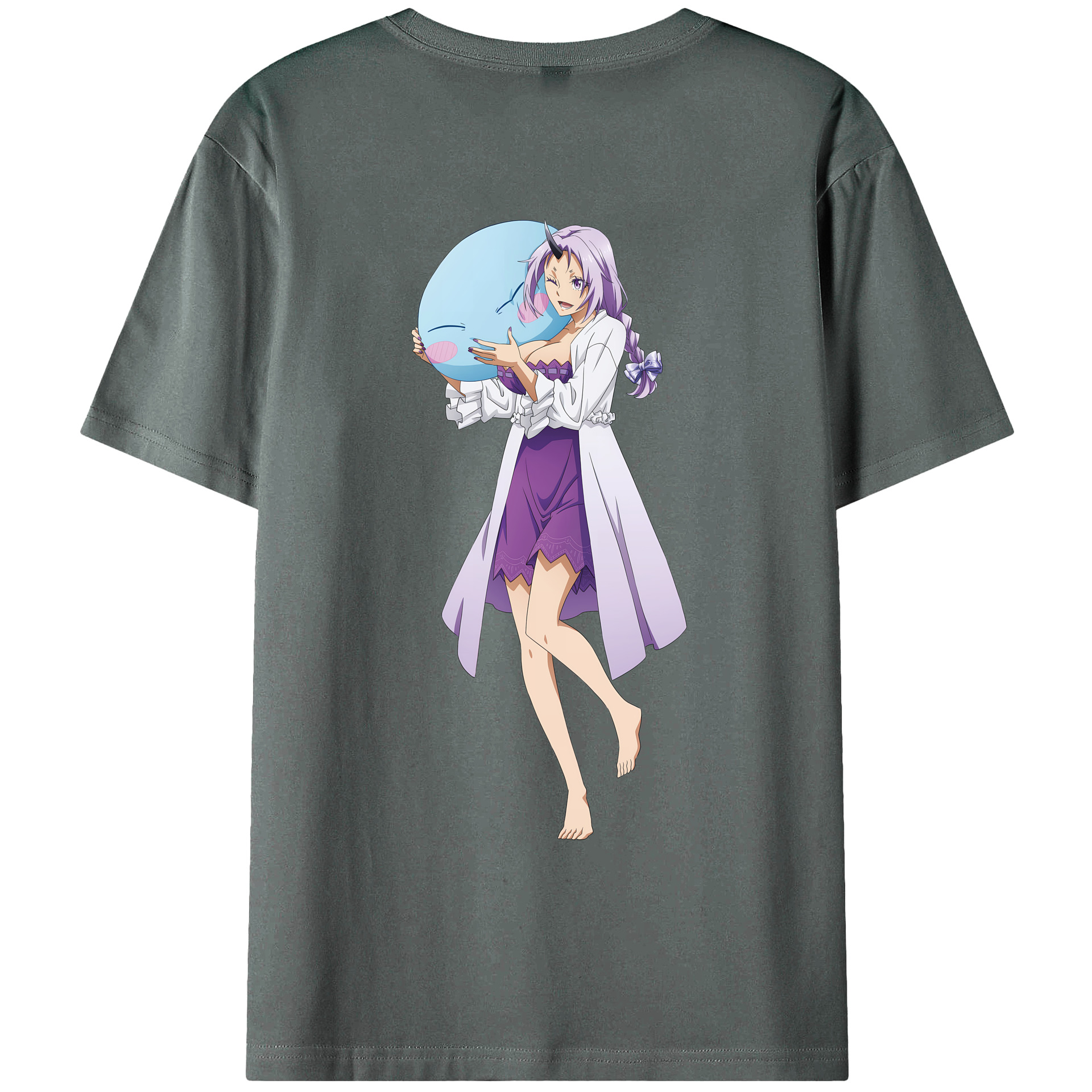 （画像用） 転スラ Regarding Reincarnated to Slime 綿100％ メンズ半袖Tシャツ（バックプリント） 通気性